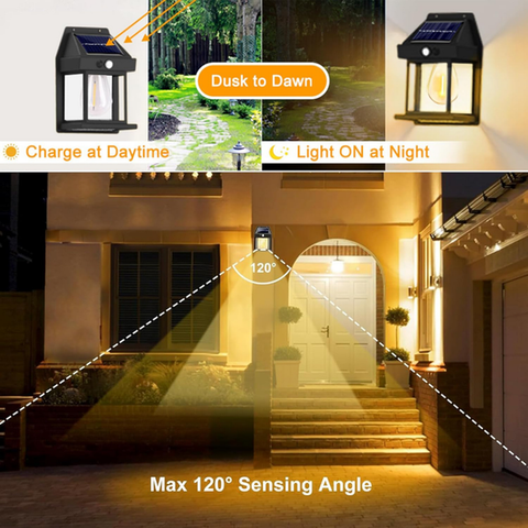 Solar Outdoor Wall Light – Waterproof , Motion Sensor, Auto On/Off