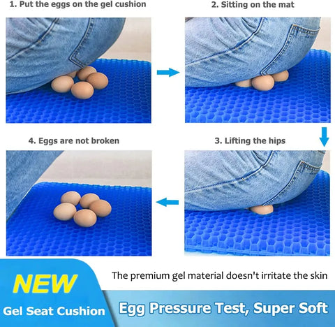 Back Pain Relief Gel Seat Cushion | Honeycomb Support for Office Chair, Study Sessions Car & Long Sitting 🔥